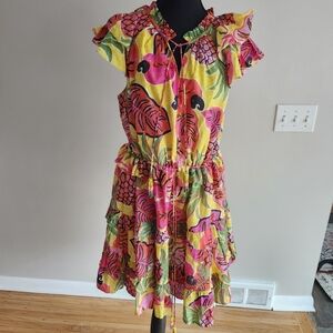 FARM Colorful Women's sun Dress with Tropical Print